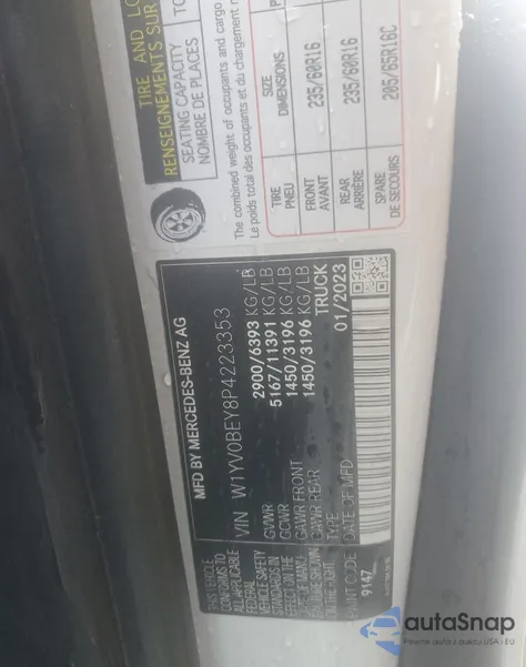 2023 Mercedes-Benz Metris from USA, damaged, VIN W1YV0BEY8P4223353